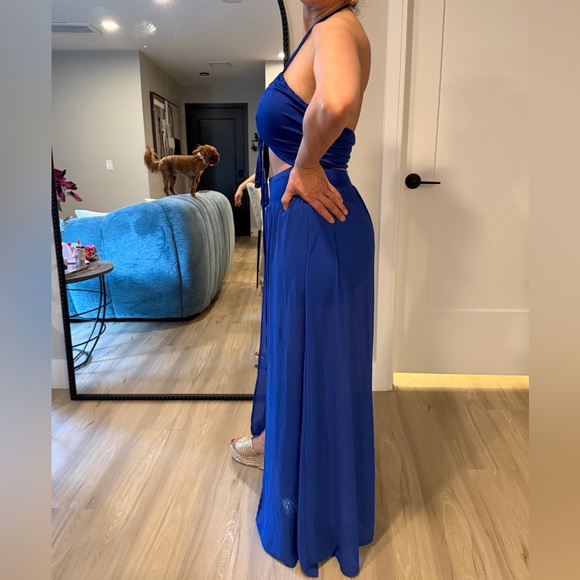 Royal Blue Halter Maxi Dress - Picture 5 of 9